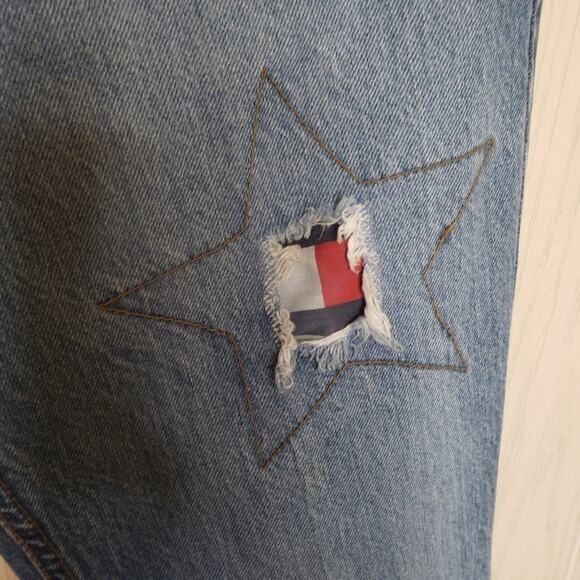 Tommy Jeans Tommy Hilfiger Vintage denim medium wash raw hem size 7 - Picture 8 of 9